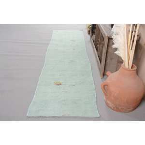 Tapis Vintage en Laine Turque 25x10.8ft Vert Patchwork Design Moderne pour Couloir et Chambre Support en Latex - Product Image 2