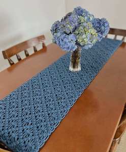 Camino de mesa de macramé, Decoración de mesa de boda tejida, Lino de mesa bohemio hecho a mano con borlas, decoración del hogar de granja Vintage - Product Image 5