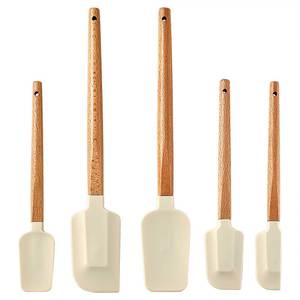 Venta al por mayor Cuchara Profesional Paquete de 5 piezas Tarro de mango largo de bambú Juego resistente al calor Espátula de silicona - Product Image 5