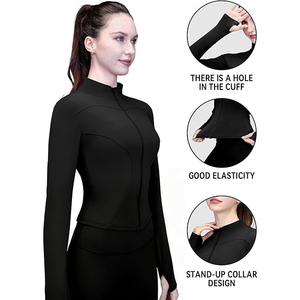 Womens Stretchy Top Full Zip Lightweight <b>Jacket</b> Soft <b>Yoga</b> Activity Wear Comfort Nylon Spandex Fabric Blend - Product Image 5