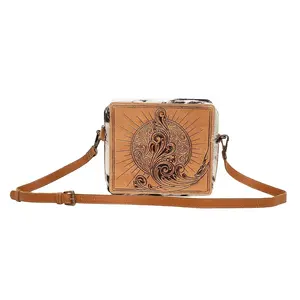 Most Popular 100% Genuine Leather Western squire Bag With Digital Carved And Hair On Design Manufacturer And Wholesaler