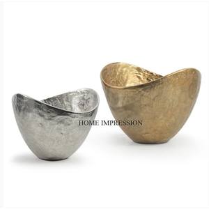 Tazón Decorativo de Aluminio Ecológico Desechable con Acabado Pulido Tipo Martillado para Servir Frutas y Alimentos, Diseño de Hojas, Soporte para el Hogar - Product Image 2