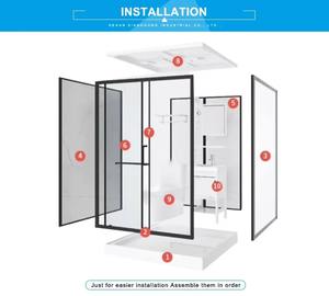 Modern <strong>Ready</strong>-<strong>Made</strong> 8mm Tempered Glass <strong>Bathroom</strong> Pods with Shower Toilet and Sink for Luxury Hotel Solutions - Product Image 6