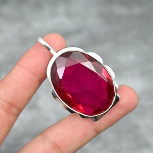 Pendentif en rubellite, argent sterling 925, collier en pierre précieuse rubellite fait à la main, bijoux, cadeau pour elle, anniversaire de la mère - Product Image 2