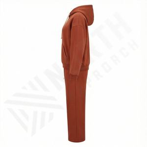 Conjunto de Dos Piezas de Moda Urbana, Chándal Personalizado para Mujer, 100% Algodón, Sudadera con Hombros Caídos, Chándal con Capucha, Color Personalizado - Product Image 3