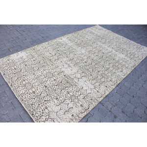 พรมวินเทจขนาดใหญ่ 5.2x8.3 ฟุต สีขาว สไตล์โมร็อกโกตุรกี - Product Image 3
