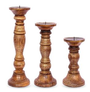 Natural Wood Color Candle Holders Custom Creative Design Home Decor Candle Holders with Best Quality Polished - Product Image 3