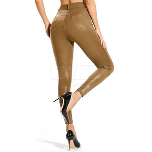 Pantalon en cuir décontracté pour femmes le plus vendu avec logo personnalisé imprimé taille moyenne devant plat imperméable à l'eau pour l'extérieur fabriqué - Product Image 3