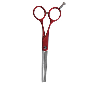 Tijeras de adelgazamiento de corte de pelo con mango de Color rojo para salón de belleza, tijera de adelgazamiento de peluquería con reposapiés ajustable - Product Image 5