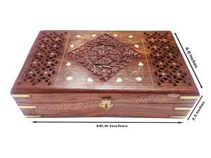 Vikingo madera hogar y decoración pared hecha a mano Rectangular tallado intrincado tallas Personal familia joyero - Product Image 2