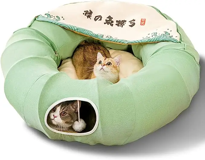 Forniture per animali all'ingrosso accessori interattivi per animali domestici Cat donut Tunnel Bed mesh zipper Play Toy Cat Tunnel Tubes Bed