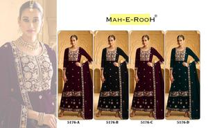 Trajes Palazzo Salwar Kameez de terciopelo de diseñador para mujer con bordado elegante, trabajo de brocas y trabajo hecho a mano perfecto para fiestas - Product Image 6