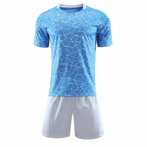 New arrival men's soccer team wear mens sports wear club soccer uniforms set blue and white soccer uniforms