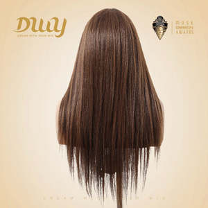 Paisley H-DWY Tea Brown Glueless Synthetic <b>Wig</b> Lace Front with Long-Length Straight Cut Middle Part for All Ages - Product Image 3
