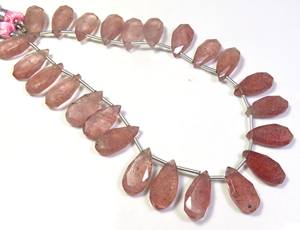 Piedras preciosas sueltas de corte facetado de cuarzo de fresa Rosa Natural 8 hebras 15x7,5mm piedras en forma de pera 22 Uds cuentas - Product Image 4