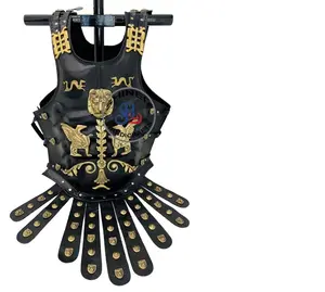 Medieval Warrior Muscle Jacket Black Leather Roman Muscle Brass Style Jacket Armor Cuirass Halloween Costume