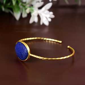 สร้อยข้อมือสแตนเลสสตีลเคลือบทอง18K สำหรับผู้หญิง Lapis Lazuli กันน้ำได้สร้อยคอเพชรธรรมชาติใหม่สำหรับงานปาร์ตี้ - Product Image 3