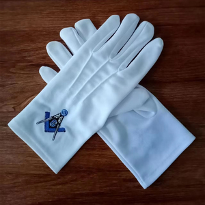 Fast Go Industries Meilleure vente Premium MASON franc-maçonnerie formelle 100% gants maçonniques en coton blanc avec gants à sangle à boutons - Product Image 2