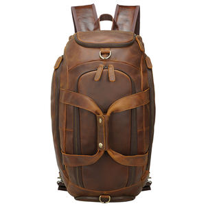 Mochila de lona personalizable de alta calidad para hombre, bolsa de viaje de cuero genuino de vaca de grano completo, equipaje - Product Image 3