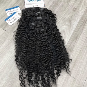 Proveedor de alta calidad superior Clip de cabello humano vietnamita en vapor rizado Negro natural Listo para enviar - Product Image 4