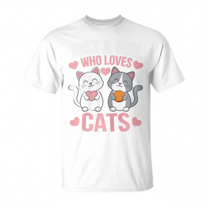 เสื้อยืดลายหัวใจคนรักแมวน่ารักสำหรับลูกแมว เพียงแค่ผู้หญิง เสื้อยืดโปรโมชั่นน่ารักเพียงแค่ผู้หญิงสำหรับผู้รักแมว - Product Image 2