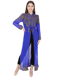 Caftán con bordado de Dubái para mujer, Abaya musulmana antiestática elegante para cóctel nocturno y vacaciones de lujo para vacaciones de primavera - Product Image 2