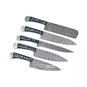 Ensemble de couteaux de chef japonais SCL-Custom, forgés à la main en acier Damas, lame tranchante, écologique, 5 pièces, pour couper les fruits et les légumes, usage quotidien - Product Image 3