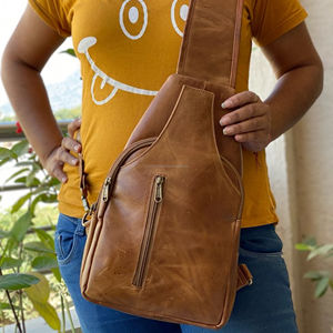 Sac à bandoulière en cuir pour hommes, sacoche de poitrine - Product Image 1