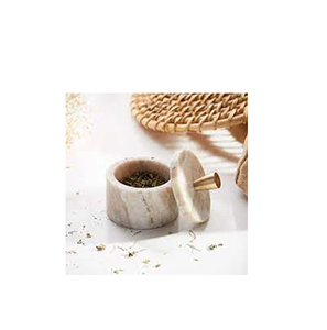 Ensemble de salière et de poivrière en marbre avec boîte à sel en marbre et artisanat naturel 3 pièces de forme ronde - Product Image 5
