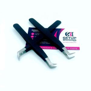 Revêtement en poudre noire professionnelle pointe argentée Volume de botte Extension de cils en acier inoxydable pince à épiler Logo personnalisé Instrument de beauté - Product Image 1