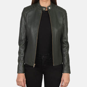 2025 Women's High Quality Genuine <b>Leather</b> Knitted Cotton Filled Windproof Solid Pattern <b>Jacket</b> Wholesale for <b>Winter</b> - Product Image 2