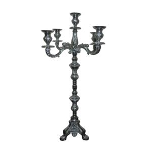 Candélabre en métal plaqué or, porte-bougie décoratif pour hôtel et jardin, support à 5 bras, idéal pour table de dîner d'hôtel de prestige - Product Image 5