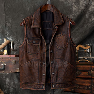 Venta caliente Hombres Ropa Chaleco de cuero Chaqueta Hombres Chaleco de cuero Chaqueta Nueva moda Hombres Chaleco de cuero Chaqueta - Product Image 3