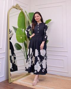 <b>Indian</b> handmade cotton stylish long party wear <b>dress</b> floral <b>printed</b> bride gift personalized woman fashion <b>dress</b> summer wear - Product Image 2