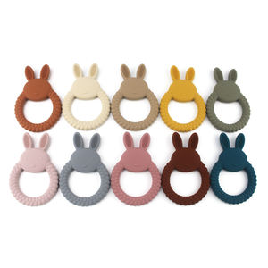 Anneau de dentition pour bébé en silicone souple sans BPA, jouet souple pour la dentition des nouveau-nés, vente chaude 2026, design mignon de lapin, sûr à mâcher - Product Image 3