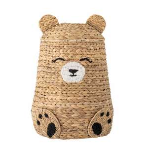 Cestas con tapa en forma de oso D40 H57cm hechas de jacinto de agua natural | Organizador de cesta de almacenamiento de juguetes tejidos para decoración del hogar - Product Image 2