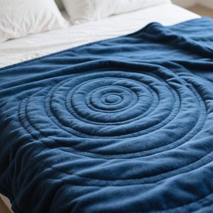 Manta de lana suave de lujo Cozy Navy Blue Spiral Diseño en relieve Tamaño único - Product Image 3