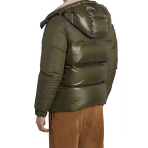 Veste matelassée longue à capuche respirante pour homme avec doublure en laine, logo OEM, couleurs personnalisées, design à bulles, hiver, noir - Product Image 4