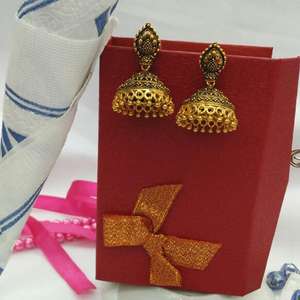 Boucles d'oreilles Jhumki plaquées or Kriaa Design de goutte de mode pour femmes en alliage de zinc-1308510 - Product Image 1