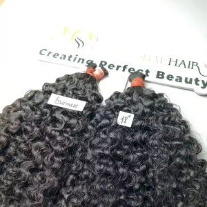 Paquets de cheveux cambodgiens vierges doublement étirés, couleur naturelle, cheveux birmans bouclés en vrac, cheveux humains vietnamiens non traités - Product Image 1