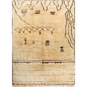 Alfombra de Lana Anudada a Mano Zuri Ivory, Diseño Abstracto para Sala de Estar, Entrada, Pasillo, Rectangular, Tipo Rompecabezas, para Adolescentes - Product Image 1