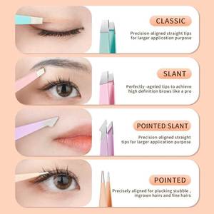 Pince à épiler faciale professionnelle en acier inoxydable pour cils, outils d'extraction d'épilation incarnée points noirs pour esthéticiennes noir - Product Image 2