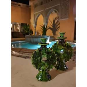 Tazón de Cerámica Artesanal Marroquí Tamegroute con Esmalte Verde, Artesanía Bereber Vintage, Decoración para el Hogar, Regalo - Product Image 1