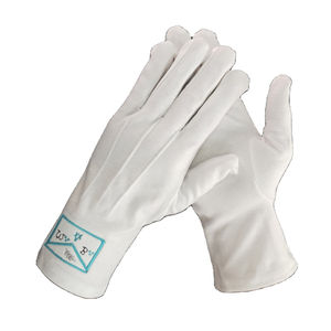 Gants en coton doux et respirant unisexe OEM brodés par le fournisseur Franc-maçon Regalia extensible pour les femmes à l'extérieur - Product Image 3