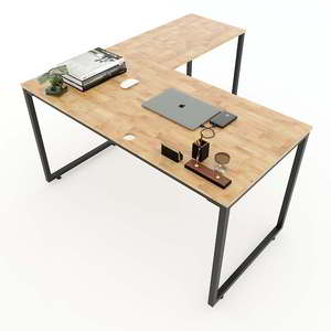 Escritorio en Forma de L de Madera de Caucho 140x150cm Diseño Minimalista Fácil Montaje HBMN015 - Product Image 1