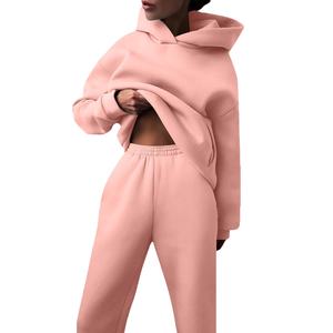 Trajes de chándal de mujer con logotipo personalizado de alta calidad 100% algodón transpirable polar Elegante ropa deportiva de gimnasio para damas 2026 - Product Image 2