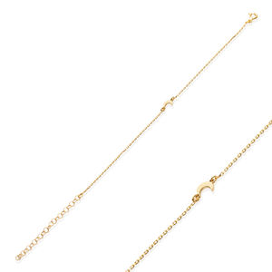 Pulsera con Dije de Diseño de Media Luna, Estilo Turco, Hecha a Mano, Chapada en Rodio, Plata de Ley 925, Joyería para Mujer - Product Image 1