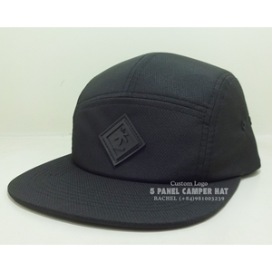 Sombrero de Camper de 5 paneles, logotipo de goma, ala plana, tela de nailon, cintas interiores personalizadas impermeables, ropa de calle, eventos al aire libre, fábrica de Vietnam - Product Image 2