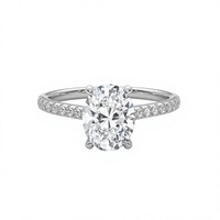 Anillo de Compromiso con Halo Oculto de Moissanita de Corte Ovalado, Plata de Ley 925, Joyería Fina Hecha a Mano, Colgante Solitario, Regalo de Boda para Ella