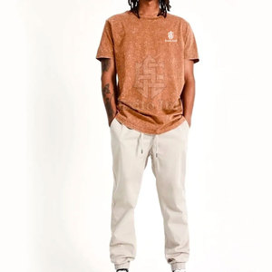 เสื้อยืดผู้ชายสีพื้น ผ้าคอตตอนฟอกสี แห้งเร็ว ระบายอากาศได้ดี ปรับแต่งได้ ใส่สบายในฤดูร้อน ผลิตในประเทศปากีสถาน - Product Image 2